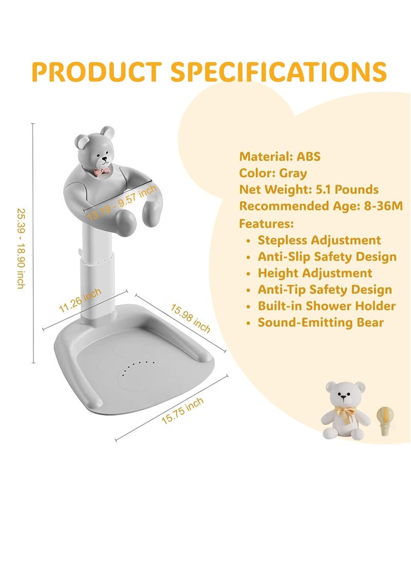 ميكسد كرتون الطفل دش الوقوف، دعم حمام الدب المضاربة، مساعد حمام محمول للأطفال الرضع الصغار - سهلة الاستخدام، معونة حمام الطفل الدائمة لـ 8M-36M - Image 3